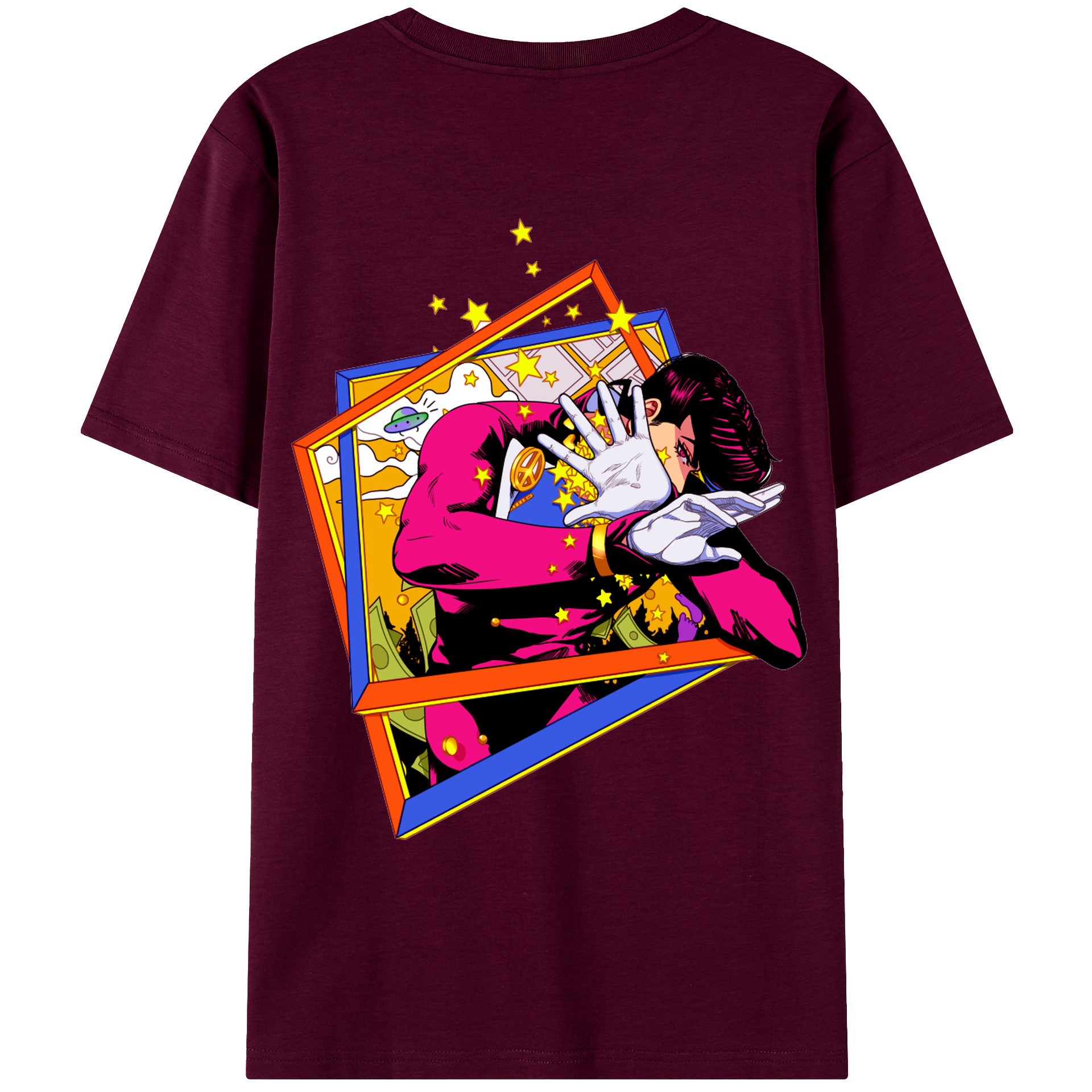 （画像用） ジョジョの奇妙な冒険 ひがしかた じょうすけ JoJo's Bizarre Adventure Higashikata Josuke レディース半袖Tシャツ(バックプリント)
